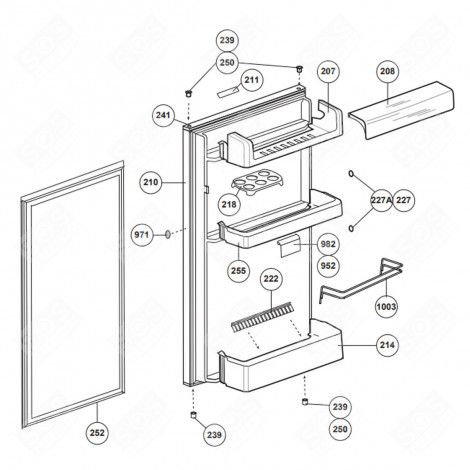 JOINT DE PORTE (REPÈRE N°252) RÉFRIGÉRATEUR, CONGÉLATEUR - 5999770500