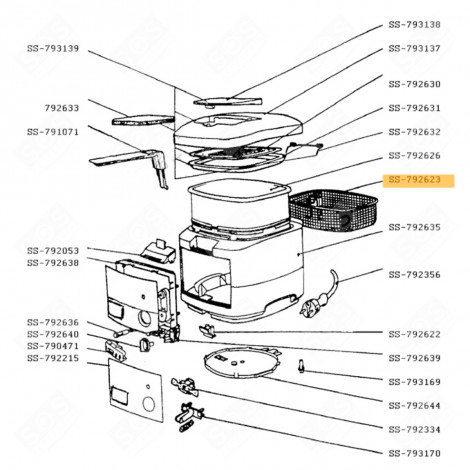 PANIER (SANS POIGNÉE, REPÈRE N°SS-792623) FRITEUSE, AIRFRYER - SS-792623