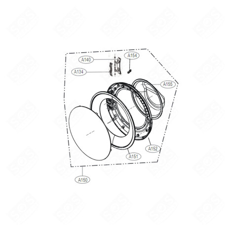 HUBLOT COMPLET (REPÈRE A150) MACHINE À LAVER, LAVE-LINGE - ADC74745515