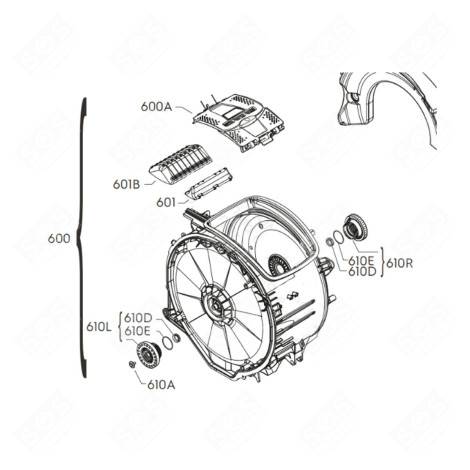 CUVE (REPÈRE 600) MACHINE À LAVER, LAVE-LINGE - 4055399127