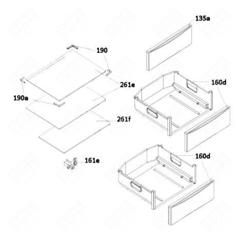 PANIER DE CONGÉLATION SUPÉRIEUR (160D) RÉFRIGÉRATEUR, CONGÉLATEUR - 49045101