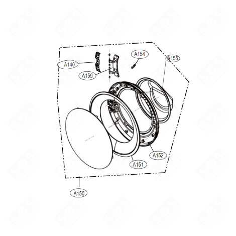 HUBLOT COMPLET (REPÈRE A150) MACHINE À LAVER, LAVE-LINGE - ADC76406407