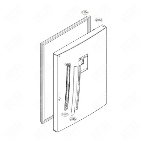 POIGNÉE ( REPÈRE 244C ) FRIGO, RÉFRIGÉRATEUR, CONGÉLATEUR - AED73373105