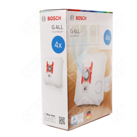 BOITE DE 4 SACS TYPE G D'ORIGINE  200X155 MM ASPIRATEUR - 00576334,17000940