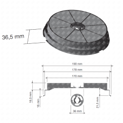 Filtre charbon rond type 180 CR300 (à l'unité)   190x40 mm