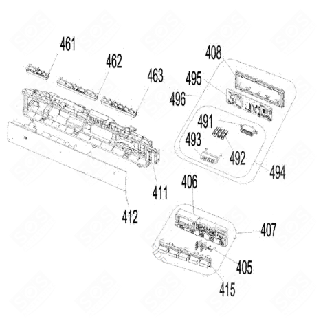 CARTE ÉLECTRONIQUE DE COMMANDE ( REPÈRE 412 ) MACHINE À LAVER, LAVE-LINGE - 22206888