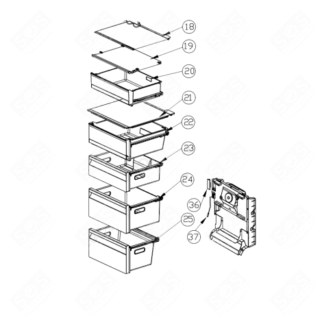 BAC À LÉGUMES 0060847473A  (REPÈRE 22) FRIGO, RÉFRIGÉRATEUR, CONGÉLATEUR - 49045932