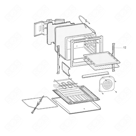 MOUFLE 7P C60X60 REPÈRE 12 FOUR, CUISINIÈRE - C00196809