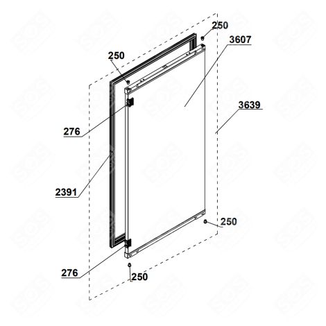 PORTE (PARTIE RÉFRIGÉRATEUR REPÈRE 3639 ) RÉFRIGÉRATEUR, CONGÉLATEUR - 4664610400, 4661730400