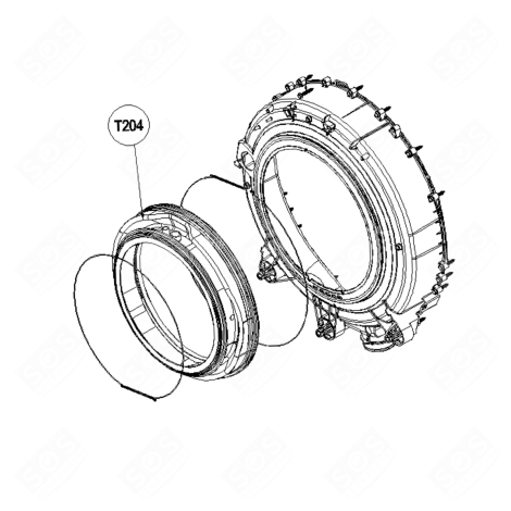 JOINT DE HUBLOT (REPÈRE T204) MACHINE À LAVER, LAVE-LINGE - 389L42