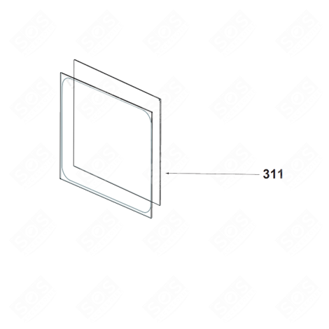 GLACE INTERNE COTE PLUS COURT D'ORIGINE FOUR, CUISINIÈRE - AS0077712