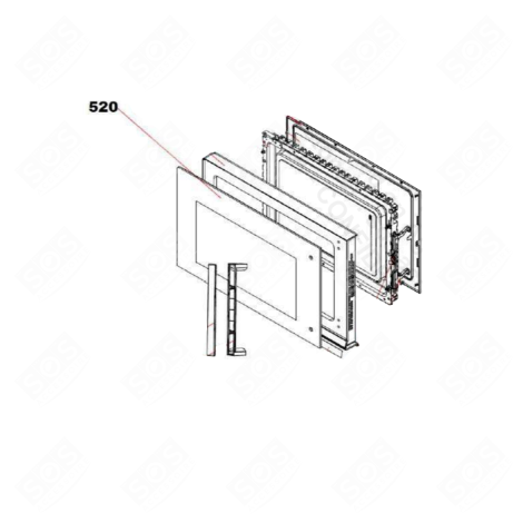 VITRE EXTÉRIEURE (REPÈRE 520) FOUR MICRO-ONDES - 70023691