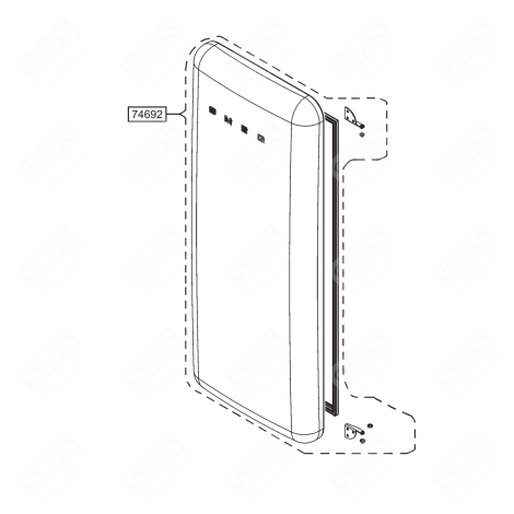PORTE COMPLÈTE (REPÈRE 74692) FRIGO, RÉFRIGÉRATEUR, CONGÉLATEUR - 696135975, 696135822
