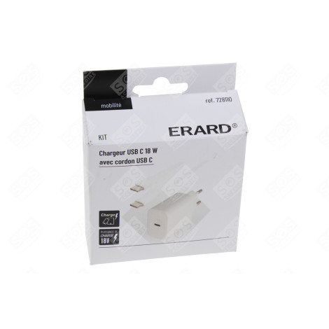 CHARGEUR 5V-3A + CABLE USB C 18W D'ORIGINE INFORMATIQUE - 728110