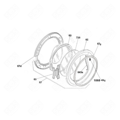 HUBLOT COMPLET (REPÈRE 67) MACHINE À LAVER, LAVE-LINGE - 70005345