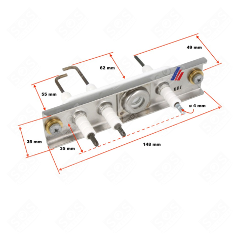 KIT D'ALLUMAGE - BLOC ELECTRODE D'ORIGINE CHAUFFE-EAU - 859702