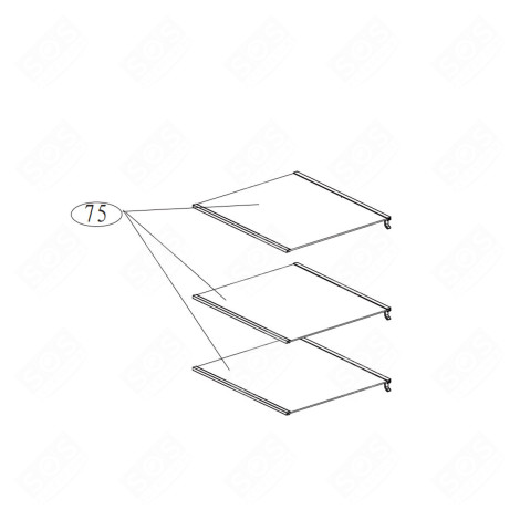 CLAYETTE, ÉTAGÈRE (REPÈRE 75) FRIGO, RÉFRIGÉRATEUR, CONGÉLATEUR - 0060836919, 49055990