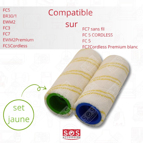 SET JAUNE DE BROSSES-ROULEAUX NETTOYEUR VAPEUR - 2.055-006.0