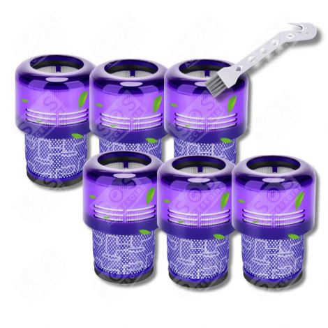 LOT DE 6 FILTRES HEPA COMPATIBLE V11 V12 V15 AVEC BROSSE DE NETTOYAGE ASPIRATEUR - 970013-02, 970013-02