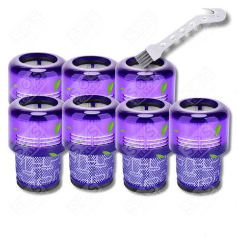 LOT DE 7 FILTRES HEPA COMPATIBLE V11 V12 V15  AVEC BROSSE DE NETTOYAGE ASPIRATEUR - 970013-02, 970013-02