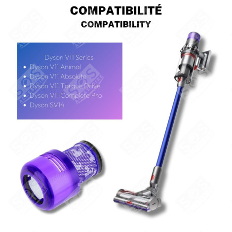 LOT DE 12 FILTRES HEPA COMPATIBLE V11 V12 V15 AVEC BROSSE DE NETTOYAGE ASPIRATEUR - 970013-02, 970013-02