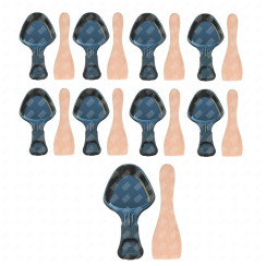 Lot de 9 coupelles à raclette et 9 pelles en bois pour Poêlon, spatule raclette