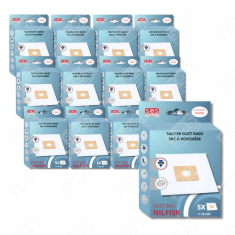 LOT DE 12 BOÎTES DE 5 SACS AVEC 1 PRE FILTRE COUPE/COMPACT/GO/FORCE ASPIRATEUR - 78602600, 22422400