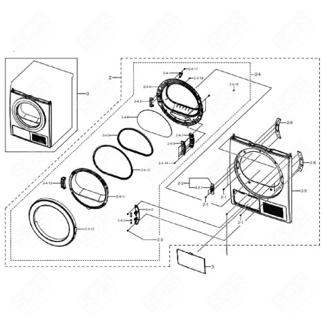 PORTE COMPLÈTE (REPÈRE 2.4) SÈCHE-LINGE - DC97-20525A