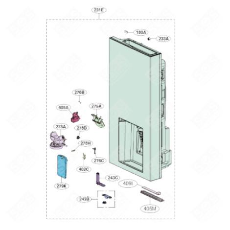 PORTE RÉFRIGÉRATEUR GAUCHE (REPÈRE 231E) FRIGO, RÉFRIGÉRATEUR, CONGÉLATEUR - ADD76442606