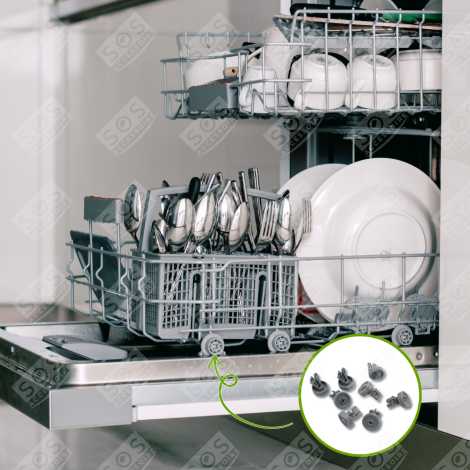 JEU DE 8 ROULETTES DE PANIER INFÉRIEUR LAVE-VAISSELLE - 481252888112