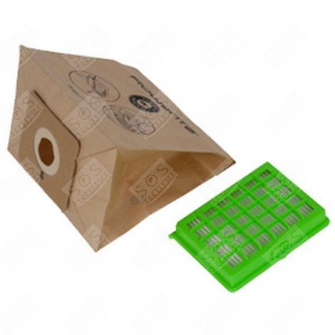 POCHETTE 6 SACS PAPIER ET 1 FILTRE HEPA ASPIRATEUR - ZR004101