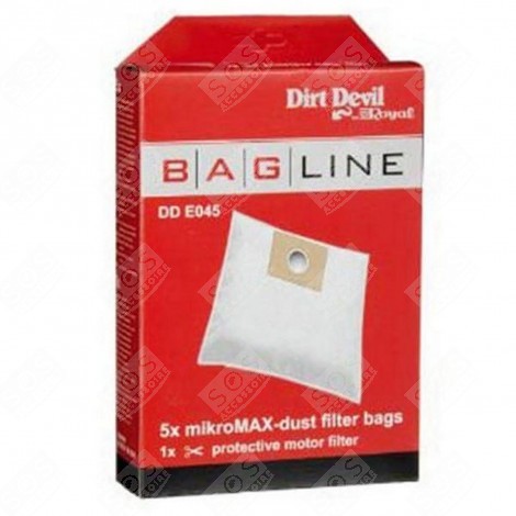 BOITE DE 5 SACS + 1 FILTRE PRÉ MOTEUR ASPIRATEUR - 7010022