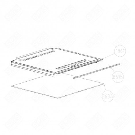 CLAYETTE, ÉTAGÈRE EN VERRE 543X382 MM RÉFRIGÉRATEUR, CONGÉLATEUR - 5743755400