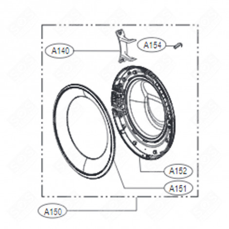 PORTE COMPLÈTE (A150) MACHINE À LAVER, LAVE-LINGE - ADC74625730, ADC74625701