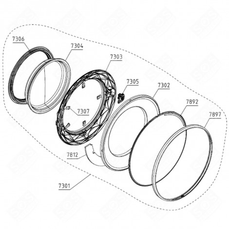CADRE DE PORTE INTÈRIEUR MACHINE À LAVER, LAVE-LINGE - 795911