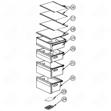 TIROIR (REPÈRE 20) FRIGO, RÉFRIGÉRATEUR, CONGÉLATEUR - 0060847438A
