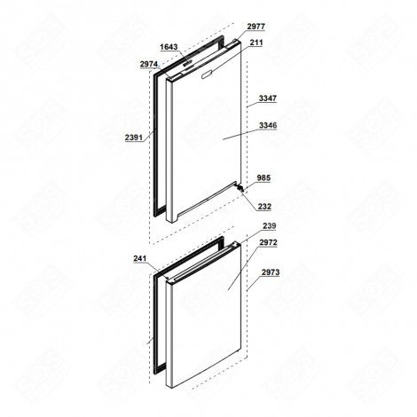 JOINT DE PORTE (PARTIE RÉFRIGÈRATEUR) REPÈRE 2391 RÉFRIGÉRATEUR, CONGÉLATEUR - 4633085900,  4633085700