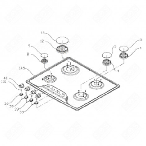 MANETTE (REPÈRE 40) FOUR, CUISINIÈRE - 412C46