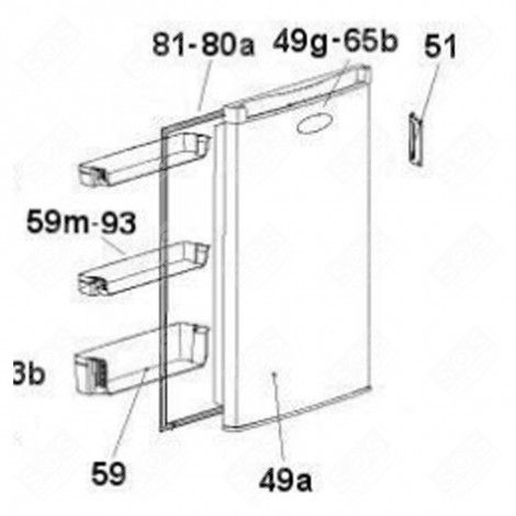 POIGNÉE DE PORTE (REPÈRE 51) RÉFRIGÉRATEUR, CONGÉLATEUR - 49045705