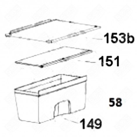 TABLETTE VERRE  (REPÈRE 151) RÉFRIGÉRATEUR, CONGÉLATEUR - 49045712