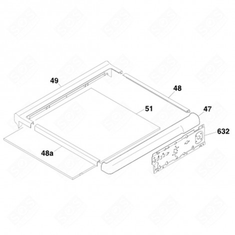 ENJOLIVEUR DROIT DE DESSUS (REPÈRE 48) MACHINE À LAVER, LAVE-LINGE - 91601685