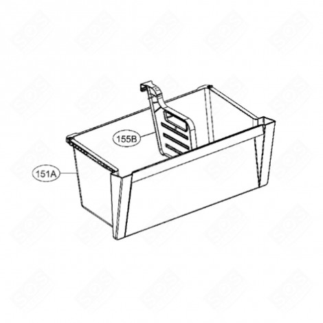 BAC À LÉGUMES COMPLET AVEC PLAQUE (REPÈRE 151A) FRIGO, RÉFRIGÉRATEUR, CONGÉLATEUR - AJP73394801, ACQ85555403
