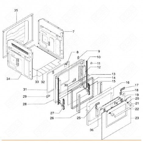 BOUCHON DE PORTE INFERIEUR DROIT (REPÈRE 30) FOUR, CUISINIÈRE - C00095024