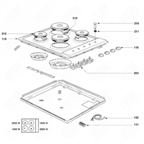PLAQUE D.145 (REPÈRE 216) PLAQUE DE CUISSON - 71X7870