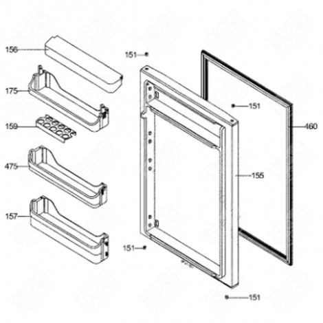 PORTE DE FREEZER (REPÈRE 155) RÉFRIGÉRATEUR, CONGÉLATEUR - 46X2177