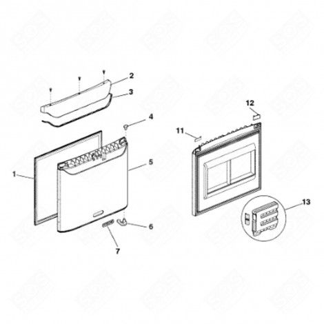 PORTE DE FREEZER (REPÈRE 5) RÉFRIGÉRATEUR, CONGÉLATEUR - C00117783