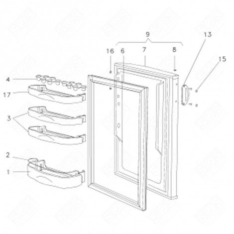 ARCEAU BALCONNET BOUTEILLE (REPÈRE 2) RÉFRIGÉRATEUR, CONGÉLATEUR - 41X3238