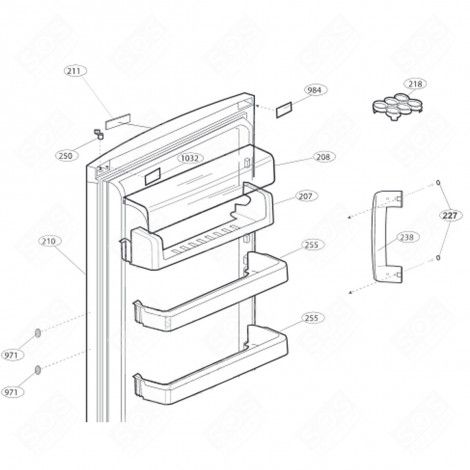 BALCONNET SUPÉRIEUR (REPÈRE 207) 438X93X93 MM RÉFRIGÉRATEUR, CONGÉLATEUR - 4807160300