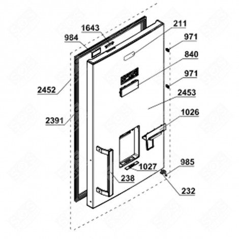 PORTE DE FREEZER (REPÈRE 2453) RÉFRIGÉRATEUR, CONGÉLATEUR - 4661130100