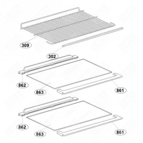 CLAYETTE, ÉTAGÈRE (REPÈRE 309)  460X288 MM RÉFRIGÉRATEUR, CONGÉLATEUR - 4237320300